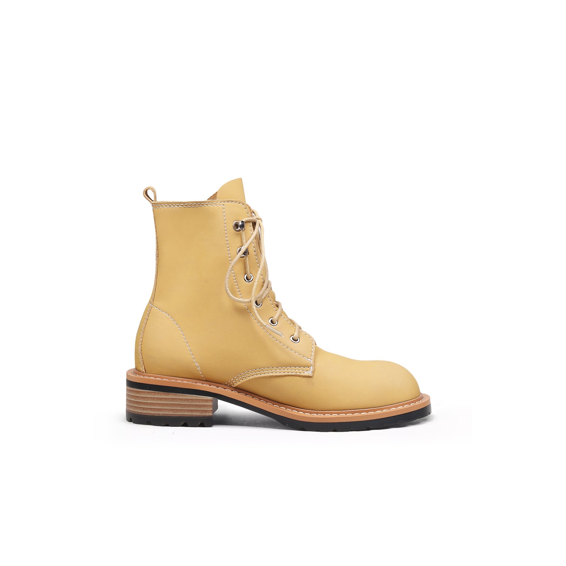 JADY ROSE | CLASSIC LEATHER COMBAT BOOTS - YELLOW