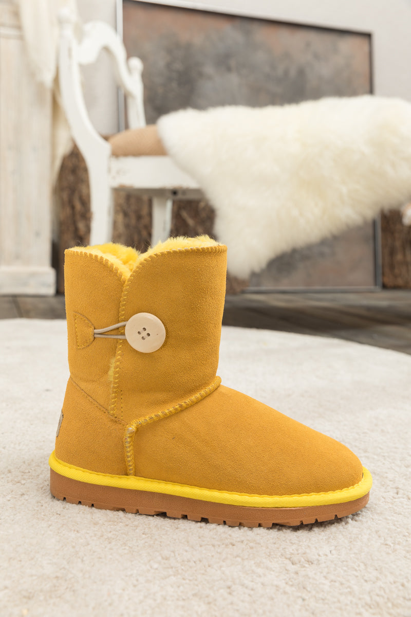 SMAIBULUN Ugg | Faux Fur-Lined Classic Side Button Ugg Boot - Yellow