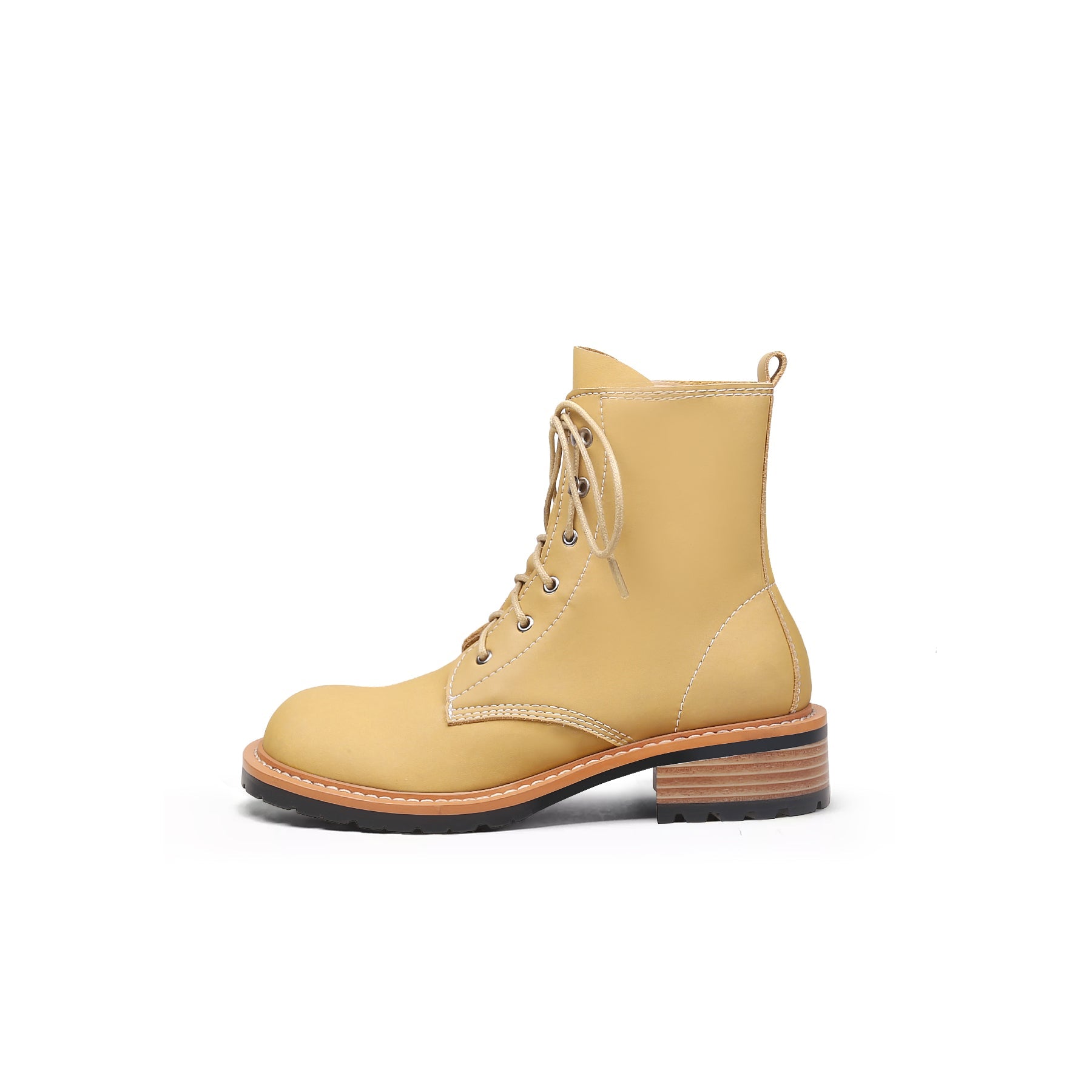 JADY ROSE | CLASSIC LEATHER COMBAT BOOTS - YELLOW