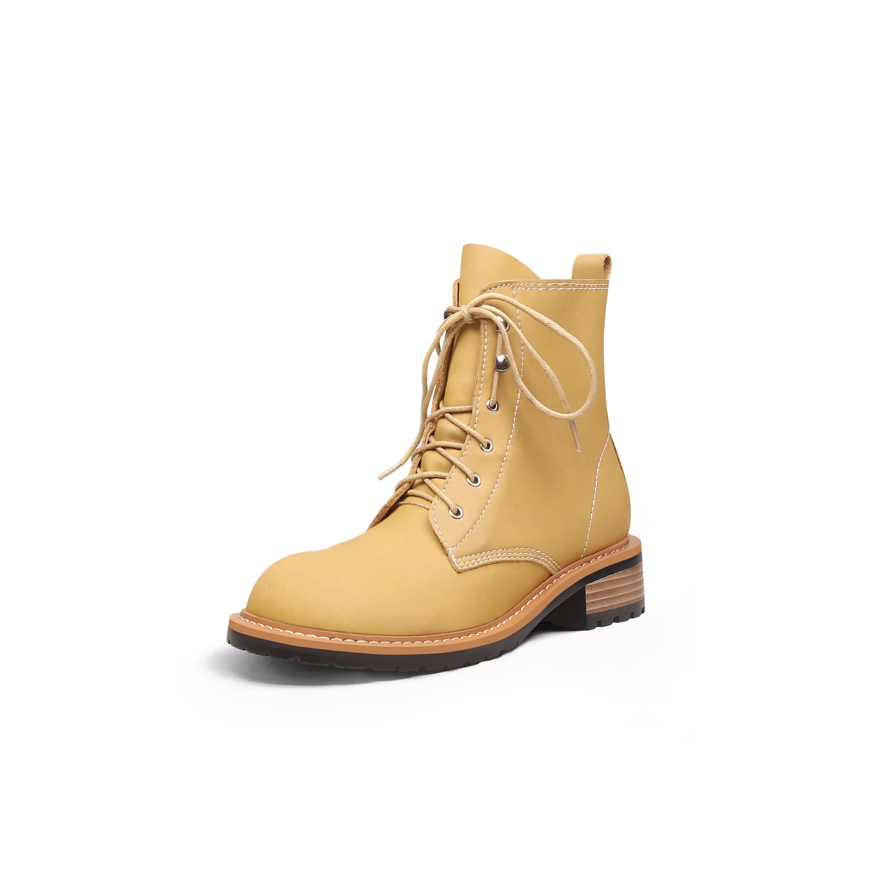 JADY ROSE | CLASSIC LEATHER COMBAT BOOTS - YELLOW