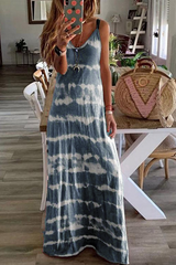 chicindress V Neck Spaghetti Strap Tie-Dye Casual Maxi Dress(3 Colors)