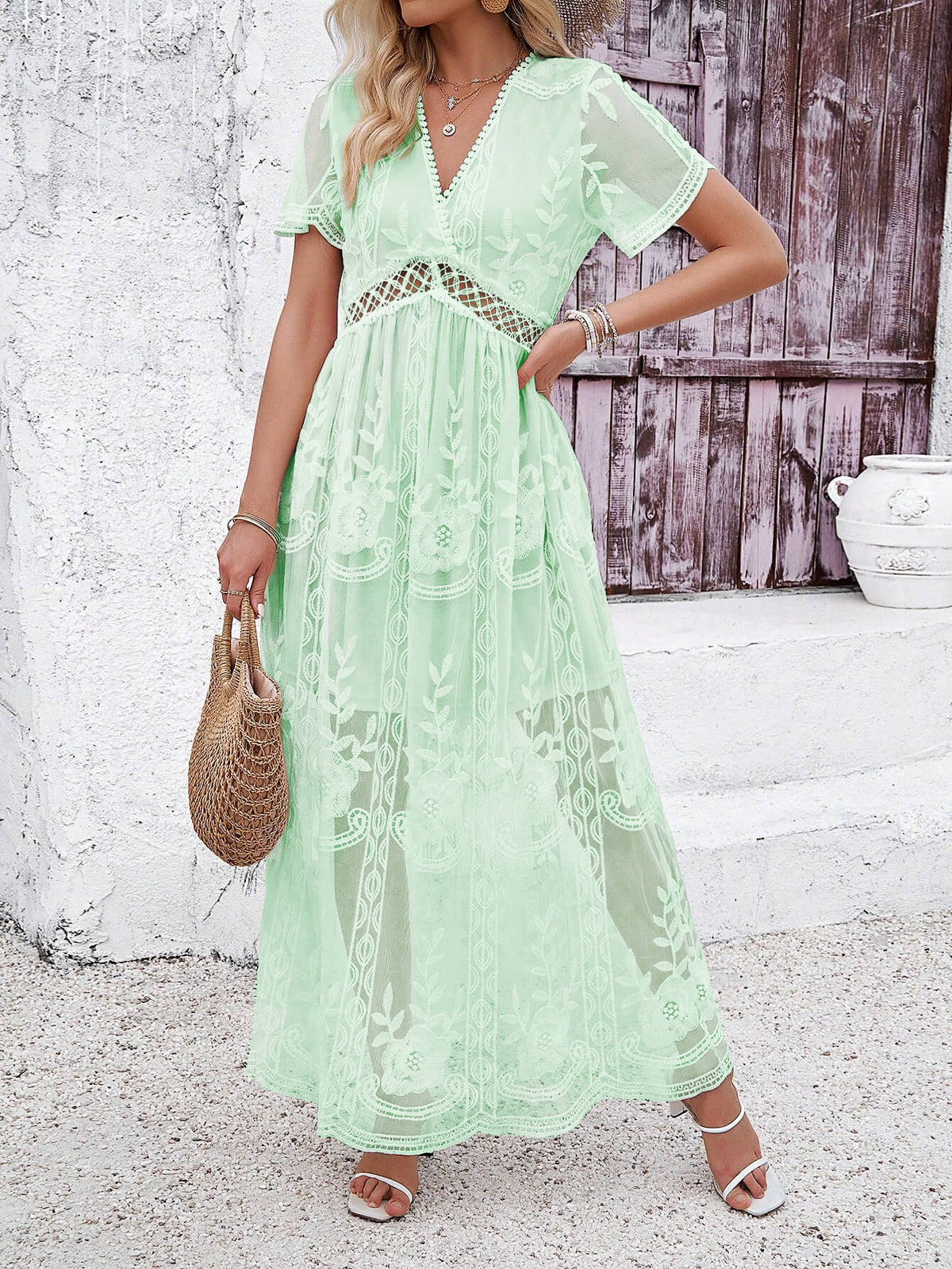 Iconic Entrance Lace Maxi Dress - Green