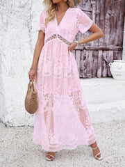 Iconic Entrance Lace Maxi Dress - Pink