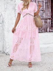 Iconic Entrance Lace Maxi Dress - Pink