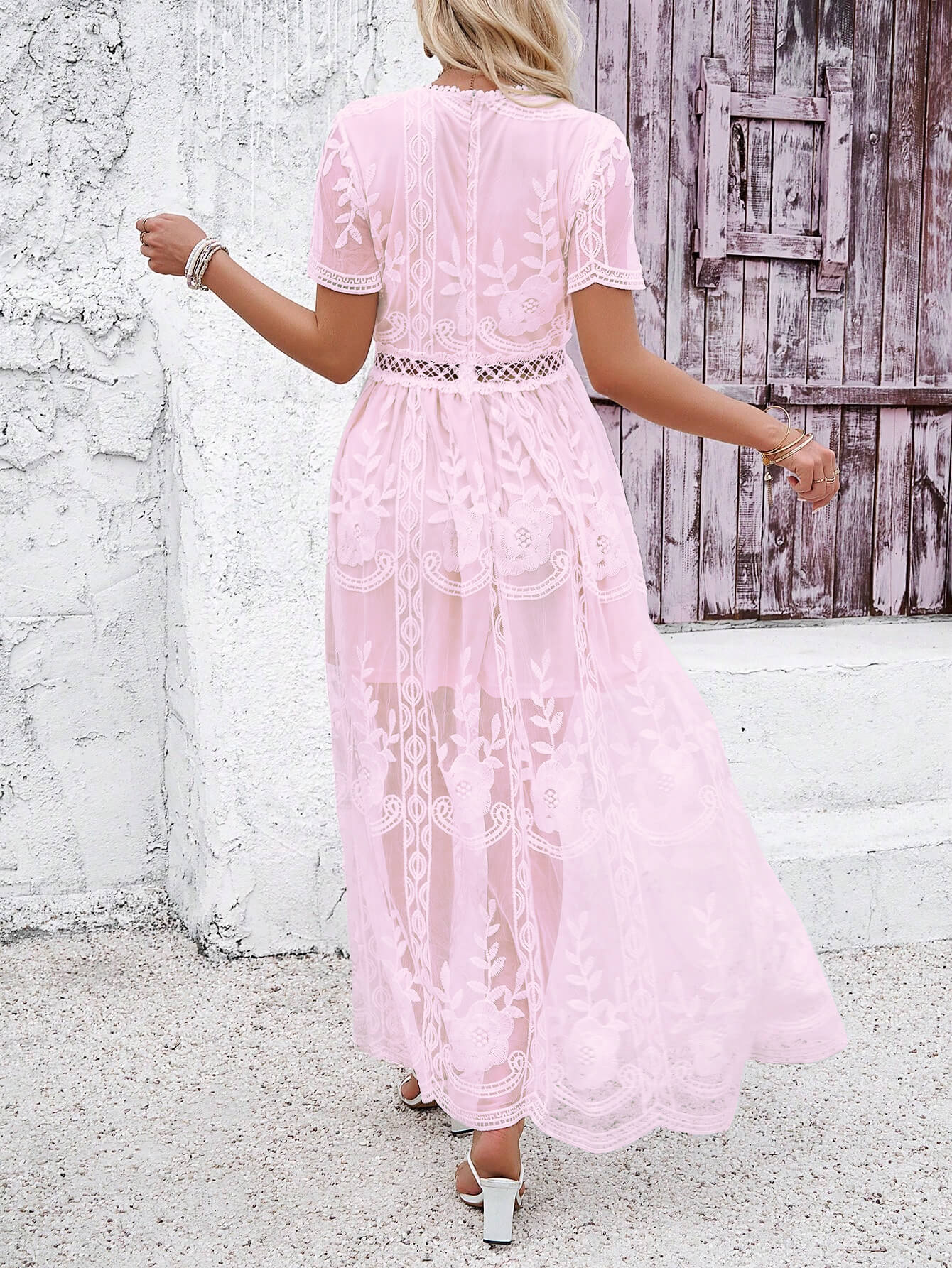 Iconic Entrance Lace Maxi Dress - Pink