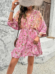 Emaline Quarter Sleeve Boho Mini Dress