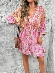 Emaline Quarter Sleeve Boho Mini Dress