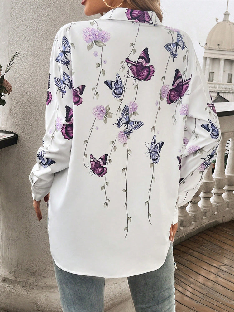 Garden Whisper Butterfly Print Blouse