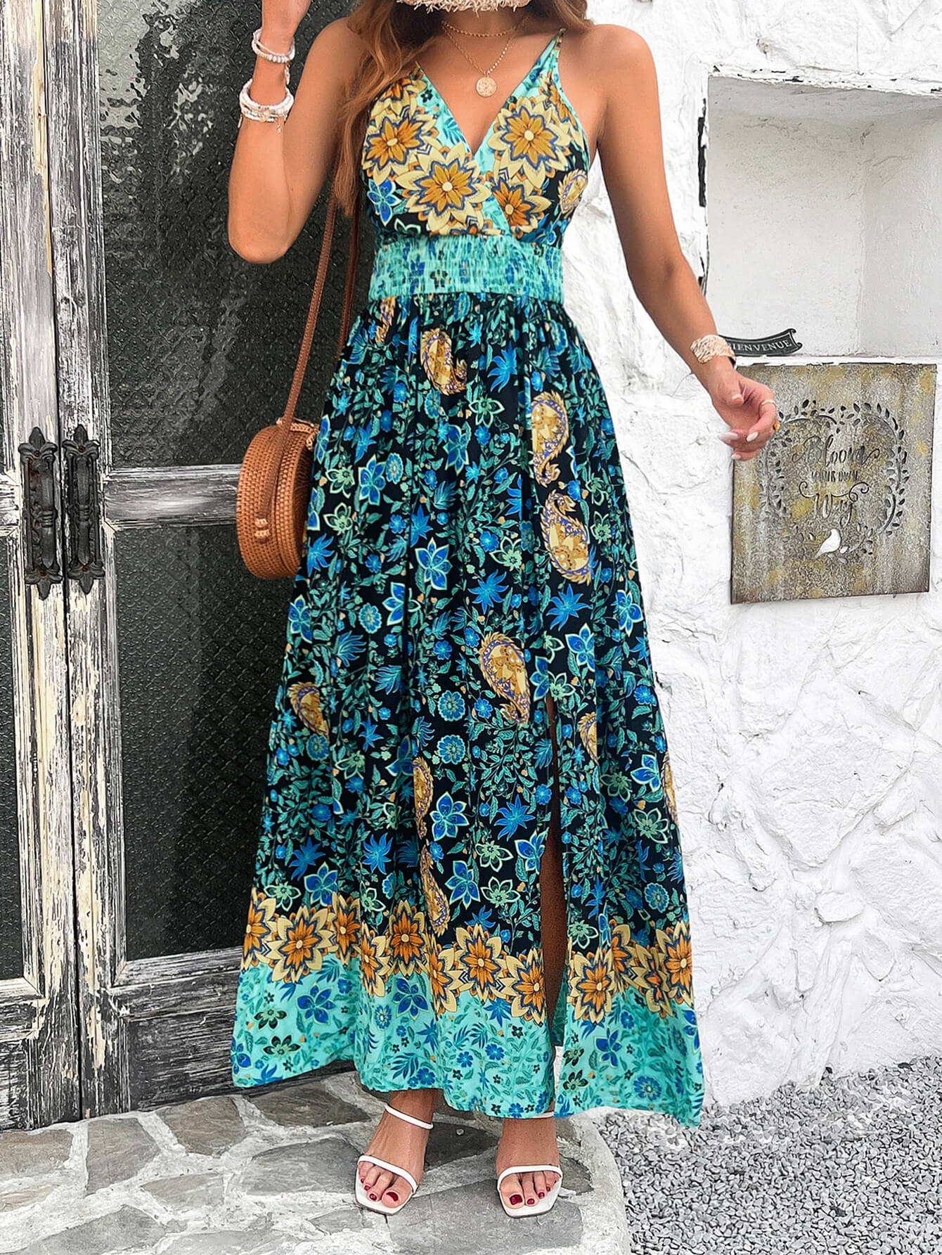 Yasmin Floral V-Neck Boho Maxi Dress