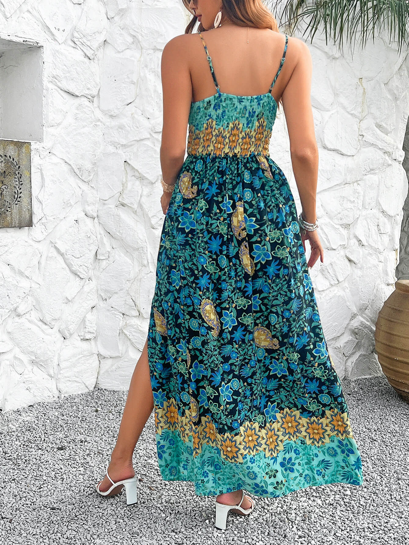 Yasmin Floral V-Neck Boho Maxi Dress