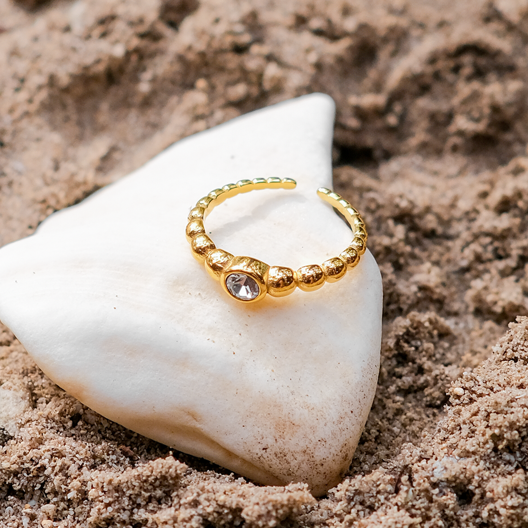 Zennie Beaded Gold Ring