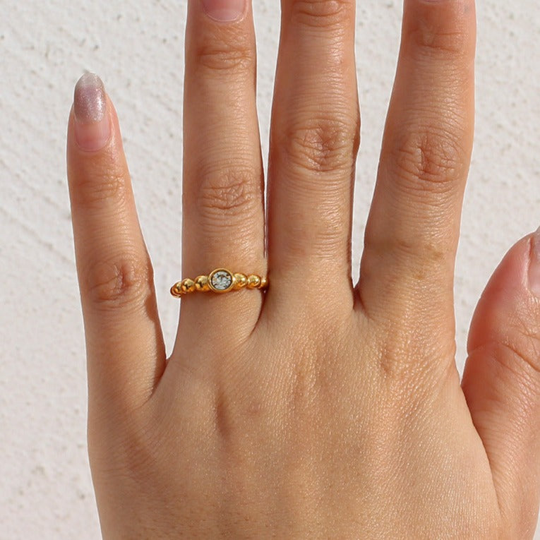 Zennie Beaded Gold Ring