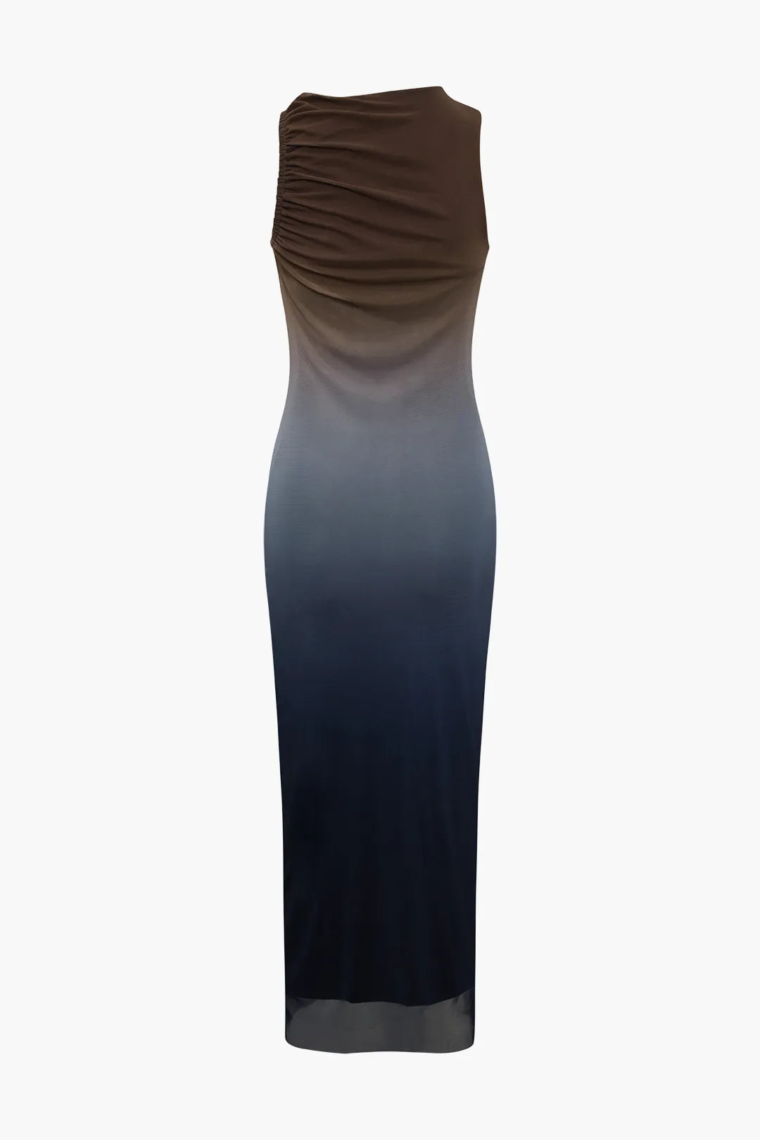 Zerasa Brown and Blue Ombre Mesh Midi Dress