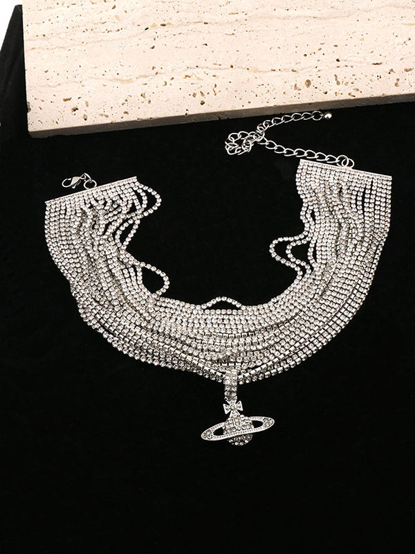 Chains Geometric Rhine Stones Shiny Necklaces Accessories