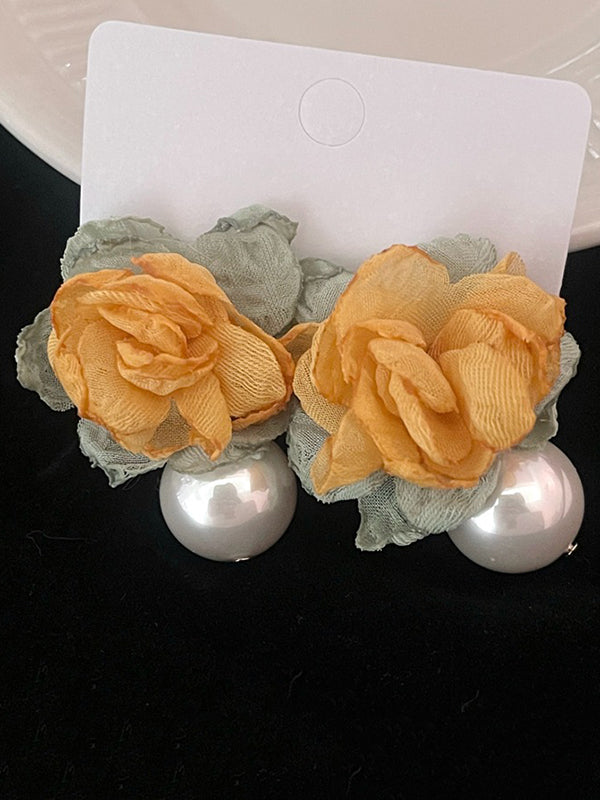 Flower Shape Pleated Earrings Accessories