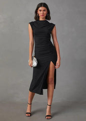 Elegant Solid Color Slim-Fit Sheath Dress