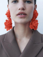 Three-Dimensional Flower Drop Earrings