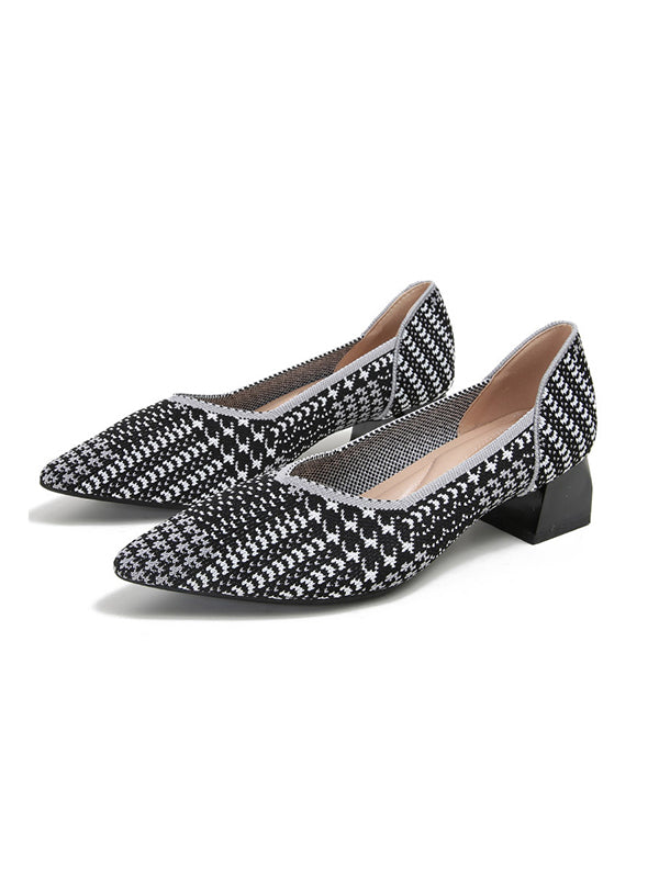 Houndstooth Pointed-Toe Pumps Shoes