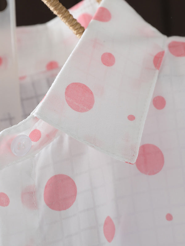 Long Sleeves Loose Polka-Dot Lapel Shirts Tops