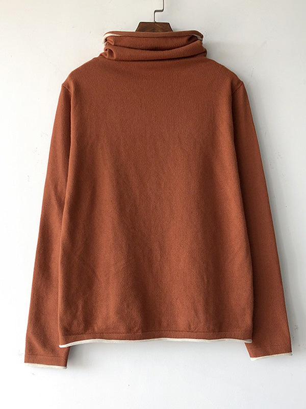 Casual Loose 8 Colors High-Neck Long Sleeves Knitwear