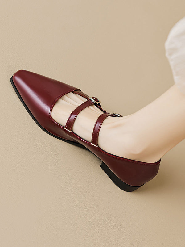 Pointed-Toe Shallow Cut Split-Joint Flat Shoes