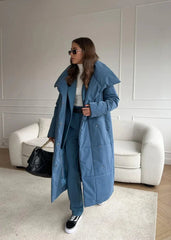 Belted Oversized Stand Collar Coat