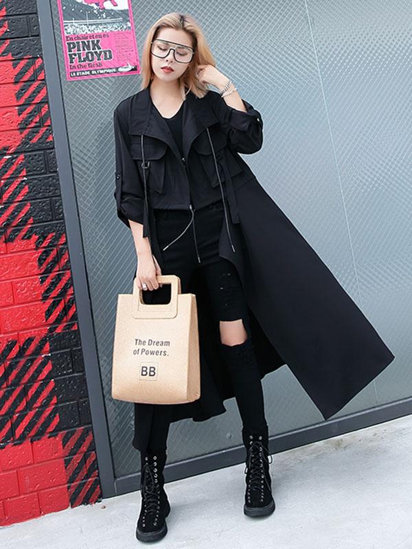 Light Loose Solid Trench Coat