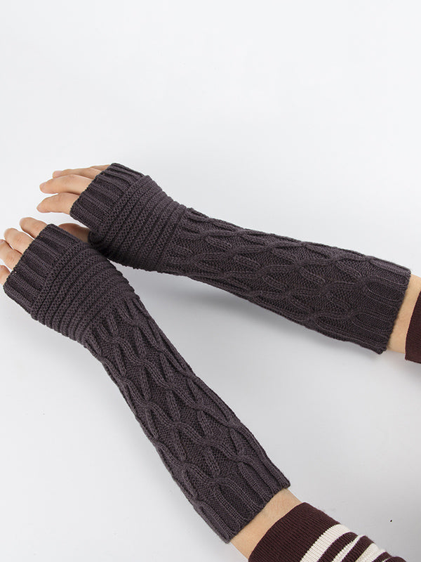 Solid Color Keep Warm Jacquard Knitted Sleevelet