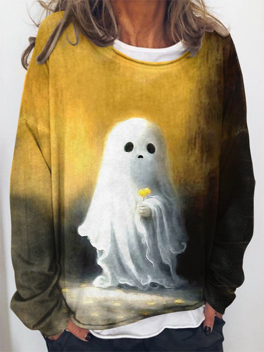 Women's Halloween Ghost Print Sweatshirt