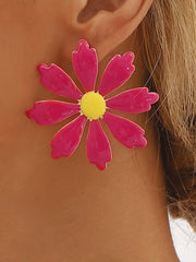 Contrast Color Flower Shape Drop Earrings