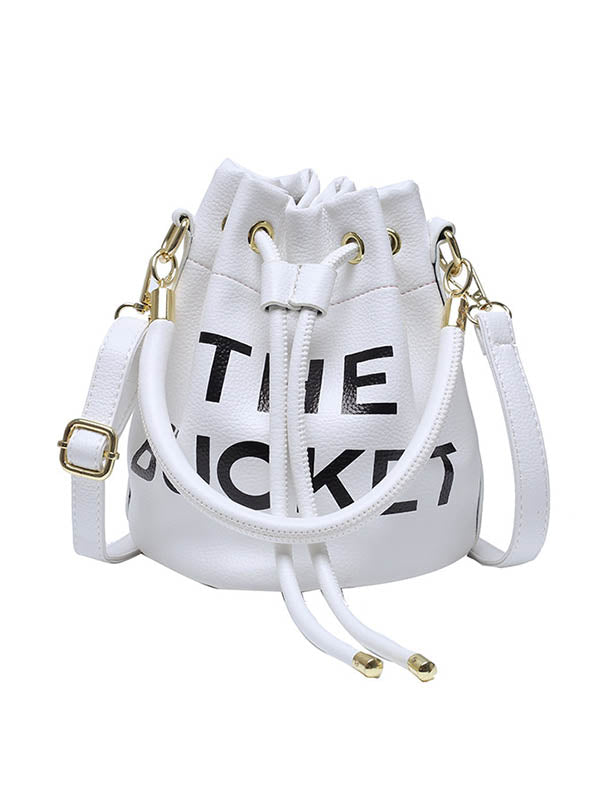 Drawstring Letter Print Crossbody Bags Handbags