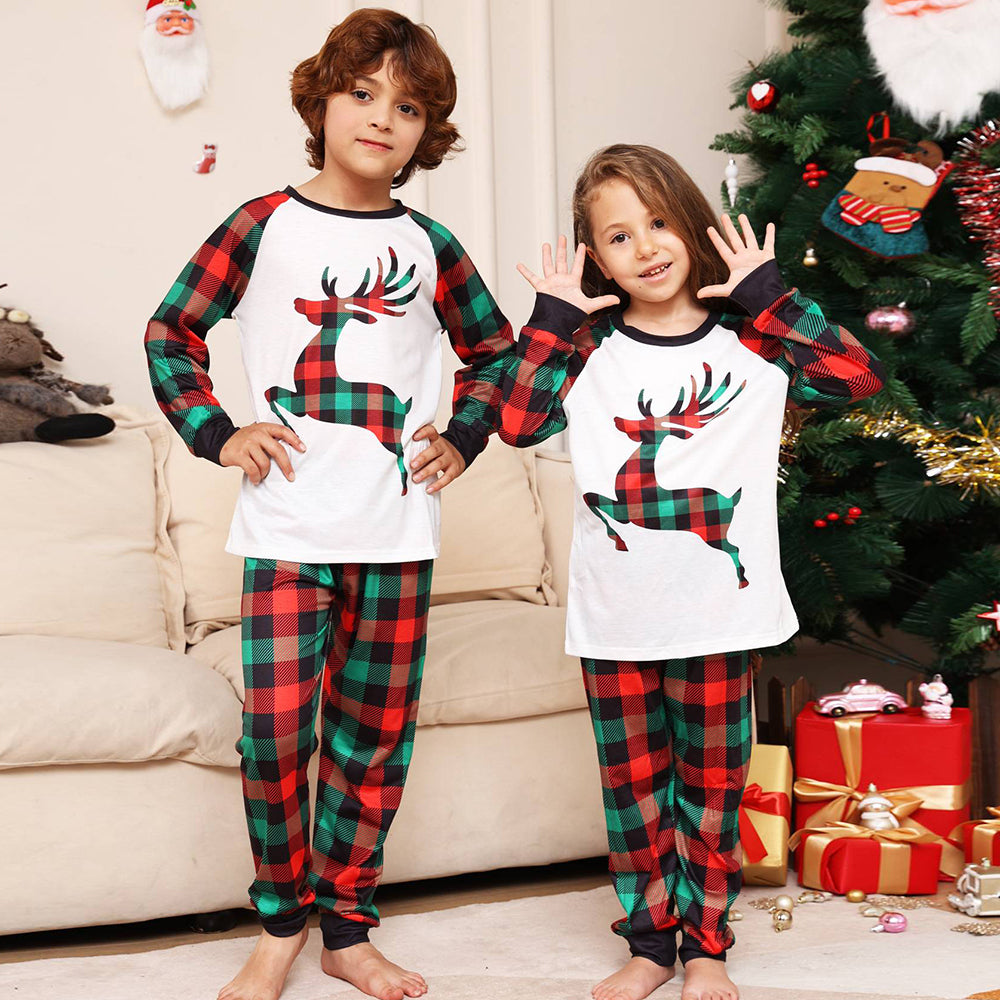 Christmas Family Matching Pajamas Set Green Grid Pajamas