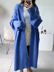 Urban Simple Loose Solid Color Knitting Cardigan Coat