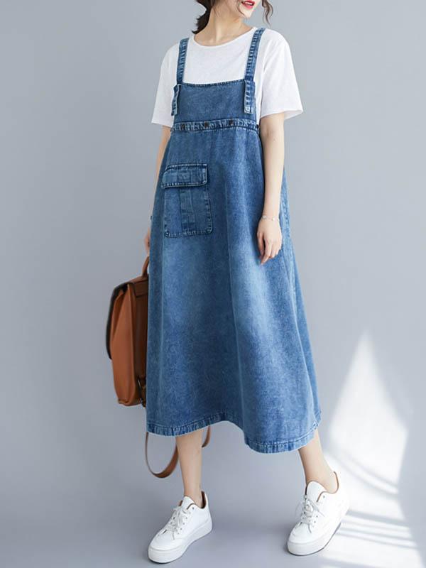 Original Solid Denim Strapless Dress