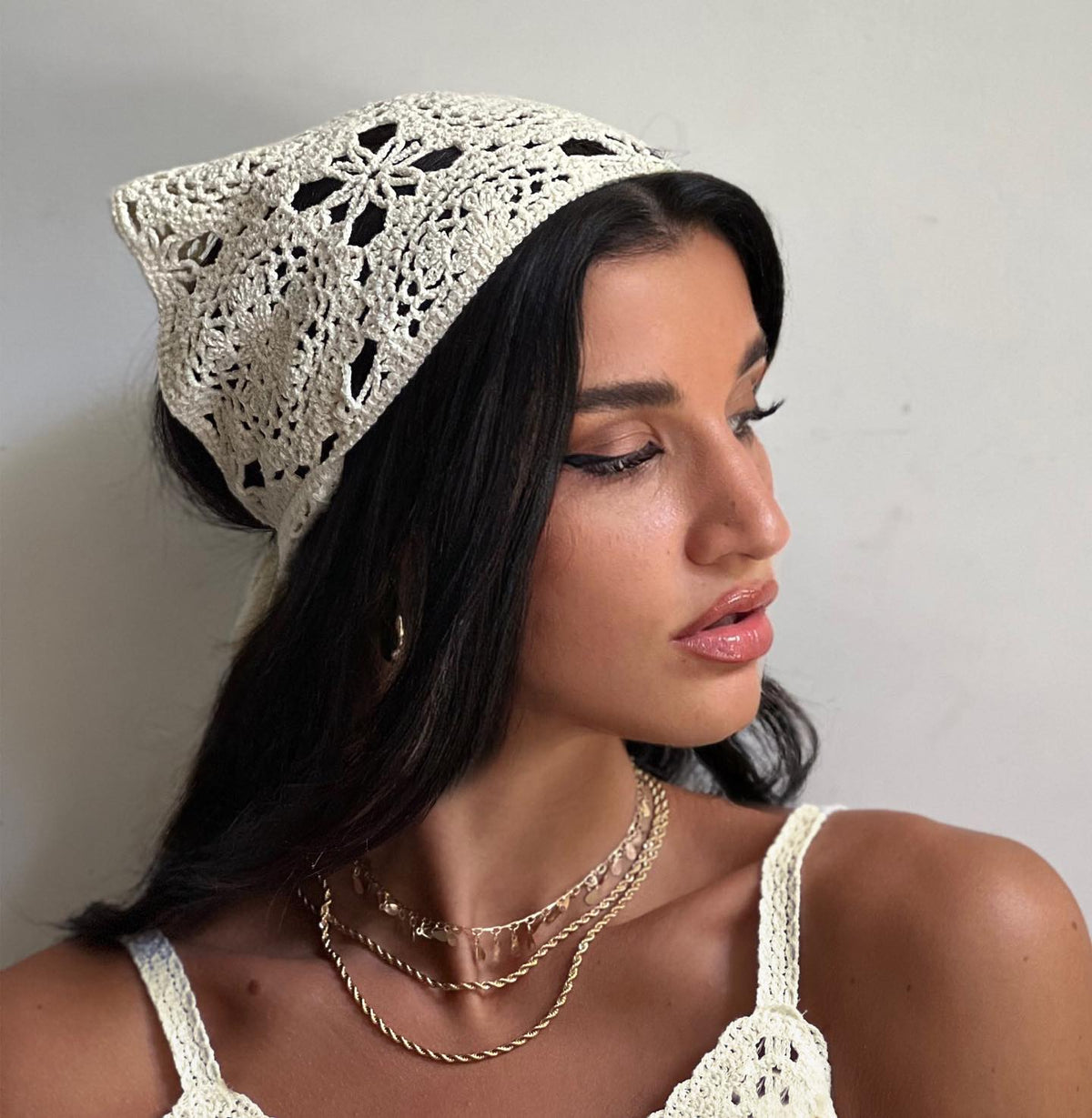 Hand Crochet Lace Bandana