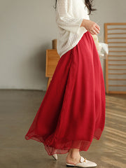 Casual Solid Color Chiffon Column Wide Leg Pants&Skirt