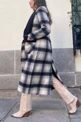 Elongated Flannel Long Plaid Wool Coat