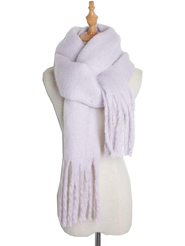 Keep Warm Solid Color Tasseled Velvet Shawl&Scarf