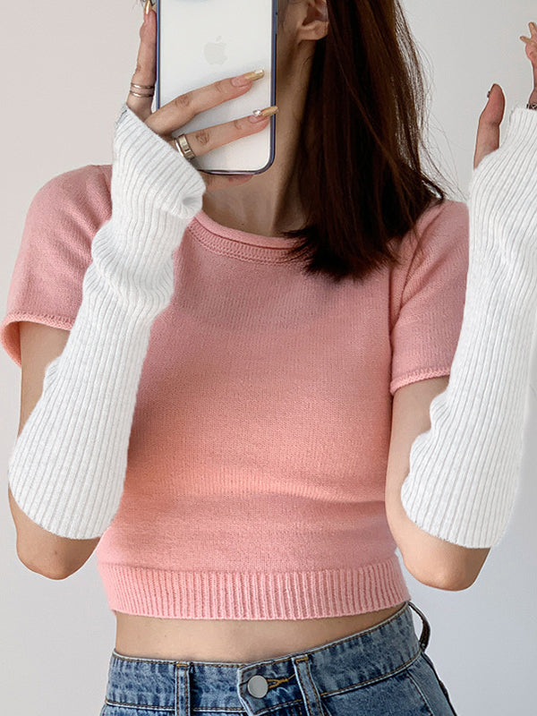 Casual Wool Knitting Keep Warm Solid Color Arm Warmers Accessories