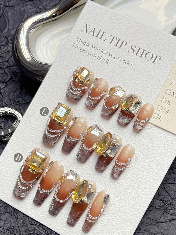 Detachable Rhine Stones Press-On Nails