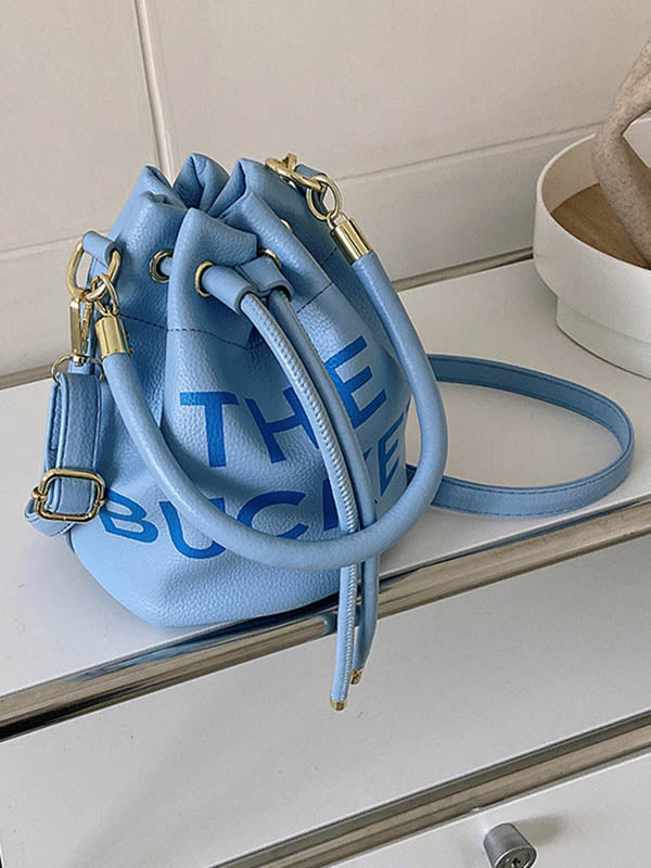 Drawstring Letter Print Crossbody Bags Handbags