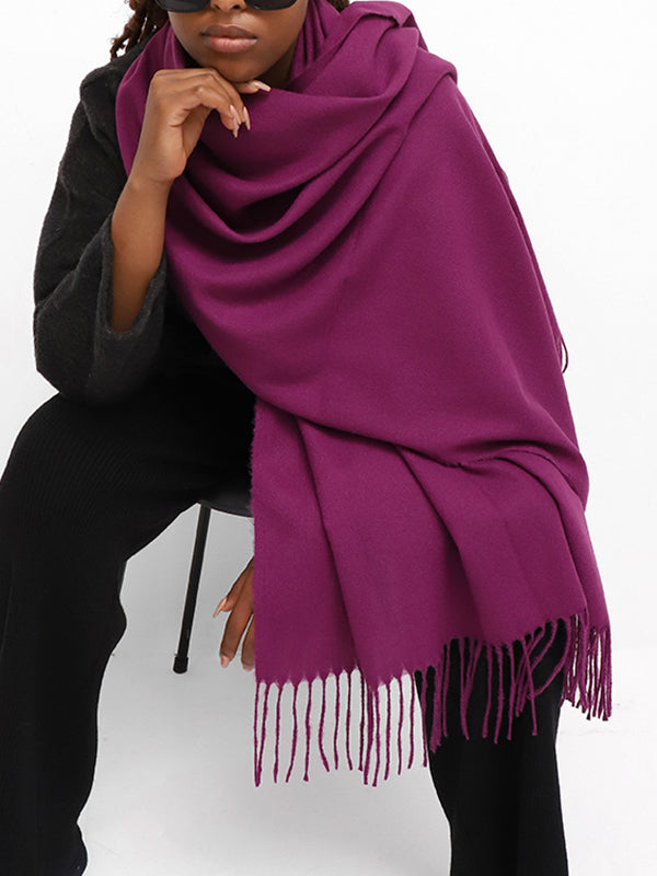 Solid Color Tasseled Shawl&Scarf