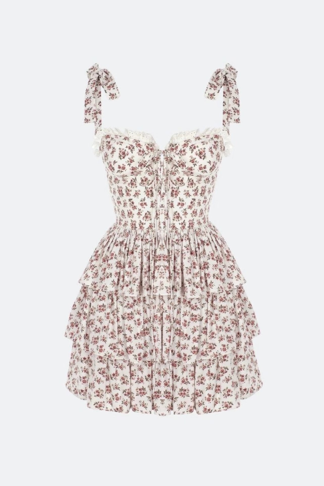 Aleth Printed Bow-tie Tiered Mini Dress