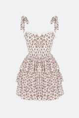 Aleth Printed Bow-tie Tiered Mini Dress