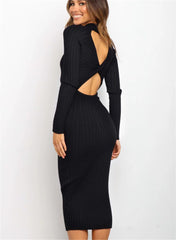 Backless Bow Knit Dress - Sleek & Elegant