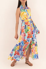 Hermosa Printed Button-up Belted Midi Dress