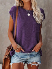 Loose Short Sleeves Solid Color Round-Neck T-Shirts Tops