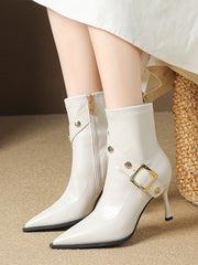 Pointed-Toe Split-Joint Boots Pumps