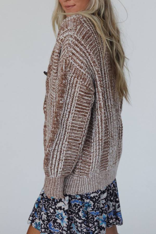 Casual V-neck Long-sleeved Striped Button-down Knitted Cardigan