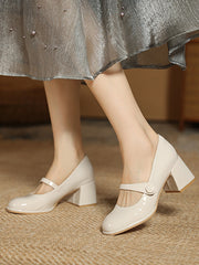 Round-Toe Shallow Cut Split-Joint Mary Janes Pumps